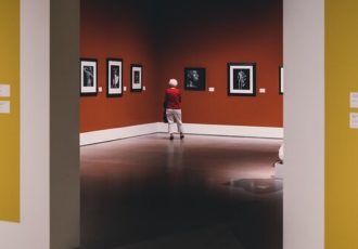A woman browsing in an art gallery