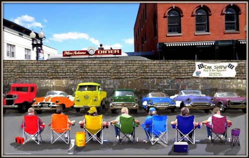 "Annual ROY G BIV Classic Car Show" Photographic Composite on Paper