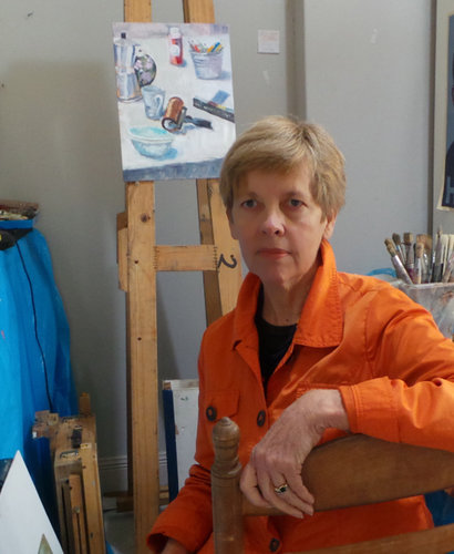 Artist Gaye White in her studio