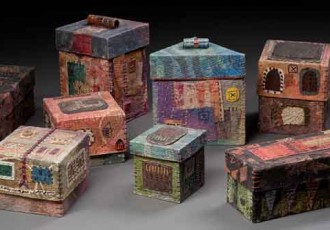 Handmade paper and stitched boxes
