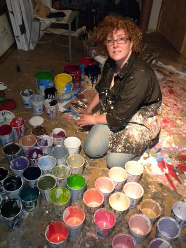 The artist Kate Vrijmoet in her studio.