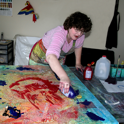 Artist Elise Beattie at work in her studio