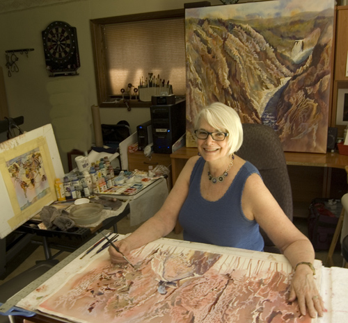 Artist April Rimpo in her studio