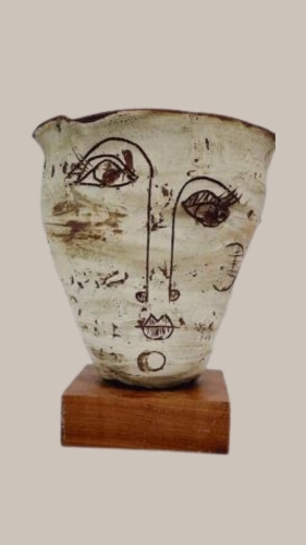 ceramic face vase by Mary McGill