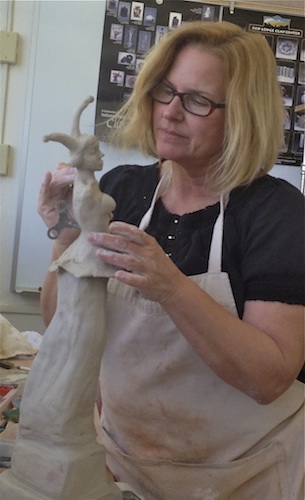Artist Mary McGill in the studio