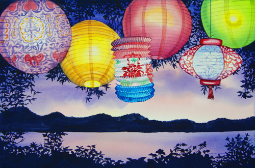 Lanterns Over Lake