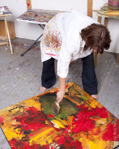 Artist Doris Savard in her studio.