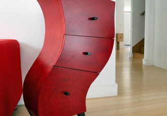 "Commode Rouge" maple, 34" x 26" x 13"