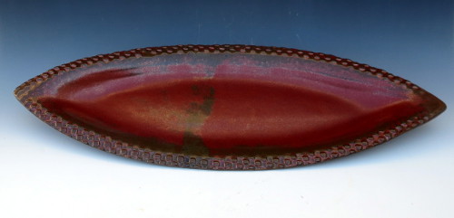 Epicurean Sculptureware - Rust with Black Accents; Large Oval Platter