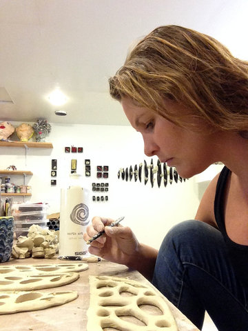 Artist Jenni Ward in the studio.