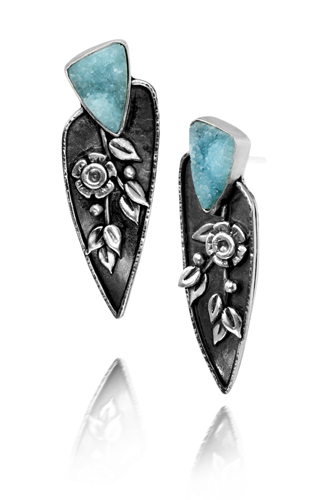 Blue Rose Earrings