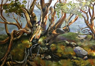 "King of the Hill, Charlotte Pass" oil on canvas, 120cm x 100cm