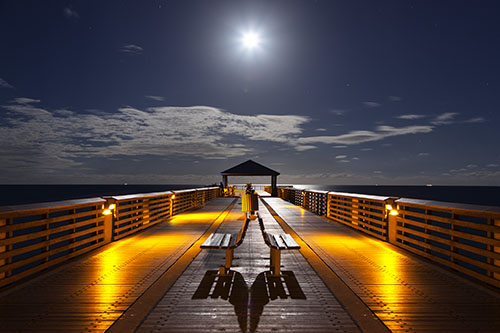 "Juno Beach Pier Moonlight" Digital Photography, Various Sizes