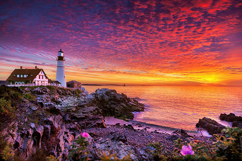 "Portland Lighthouse Sunrise" Digital Photography, Various Sizes