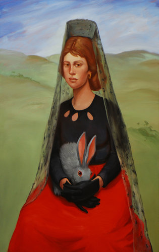 Woman Holding Gray Rabbit
