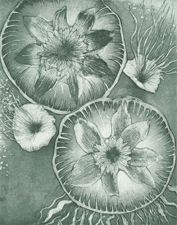 Suite of Three Blooming Jellyfish, Clematis (No. 2)