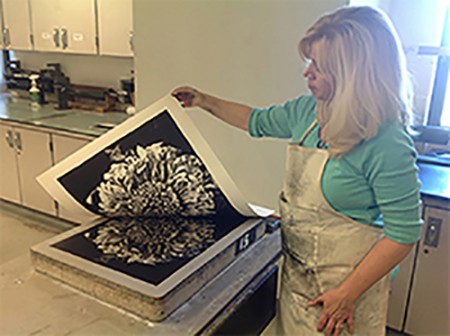 Carol Moore pulling first "Beautiful Afterlife" Lithograph Print