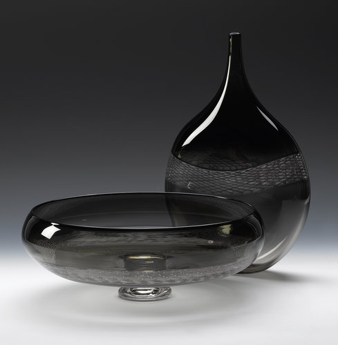 Grey bowl, blown glass by Jake Pfeifer