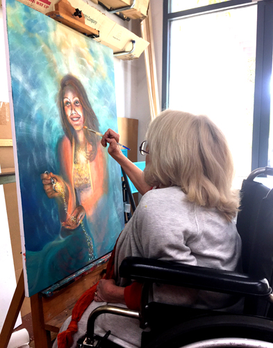 Joyce Huntington at work in her studio