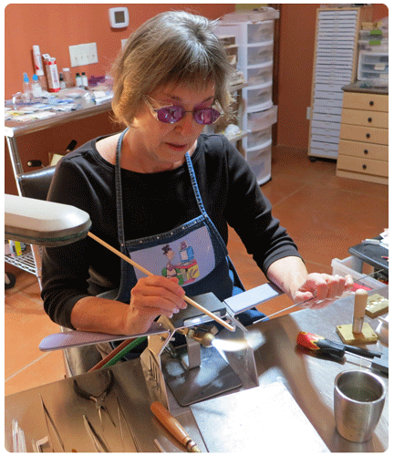 Louise Little in her studio at the torch