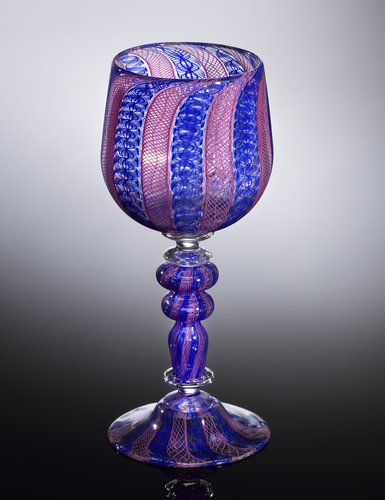 Magenta Goblet, blown glass by Jake Pfeifer