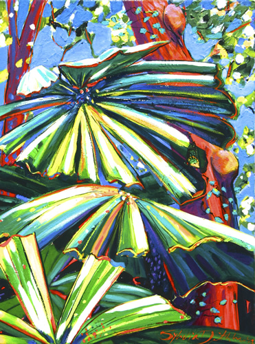 Fan Palms and Birdwing Butterfly