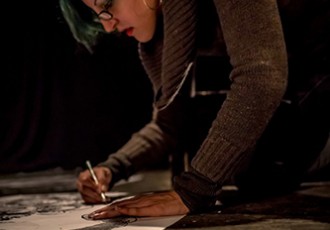 Artist Melissa Dowell in the studio.