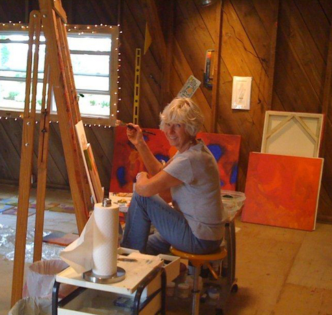 Artist Barbara Krupp in Ohio Barn Studio