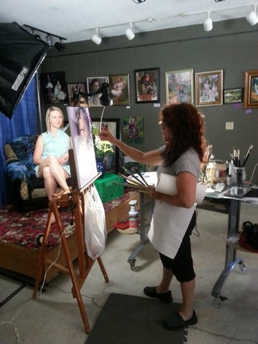 Artist Hilarie Couture teaching a portrait workshop