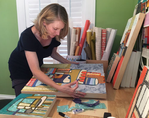 Artist Holly Savas Working in Her Studio