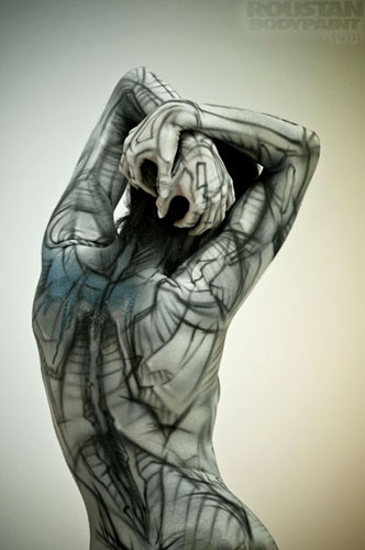 Sketch, body painting by Paul Roustan