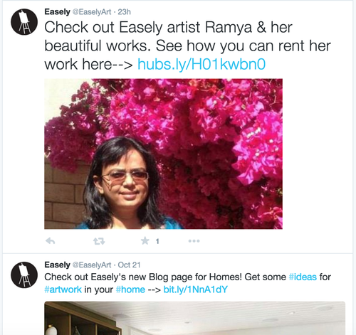 The author shares a tweet recognizing one of Easely's clients.