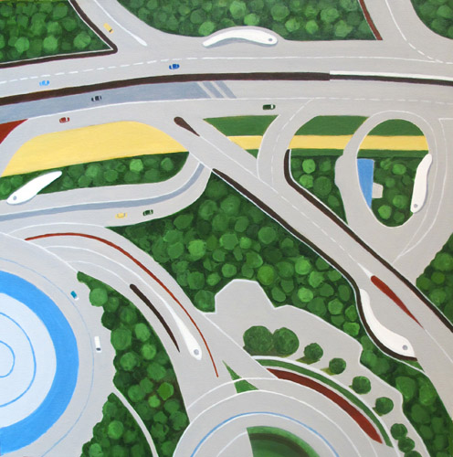 "Dubai Roadways" Acrylic on Canvas, 36" x 36"