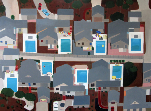 "Identical Pools" Acrylic on Canvas, 36" x 48"