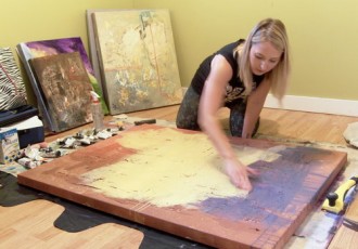 Artist Jacqueline Seymour in her studio