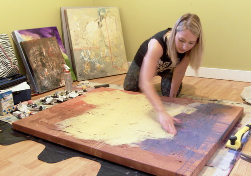 Artist Jacqueline Seymour in her studio