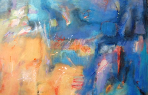 "Coastal I, Aegean", oil and oil pastel on canvas, 36" x 48" by Kathy Staiger