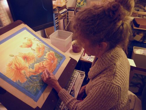 Artist Lisa Gibson in studio