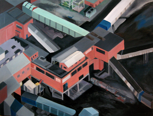 "Nottinghamshire Coal Mine" Acrylic on Canvas, 36" x 48"
