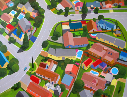 "South Africa Suburb" Acrylic on Canvas, 36" x 48"