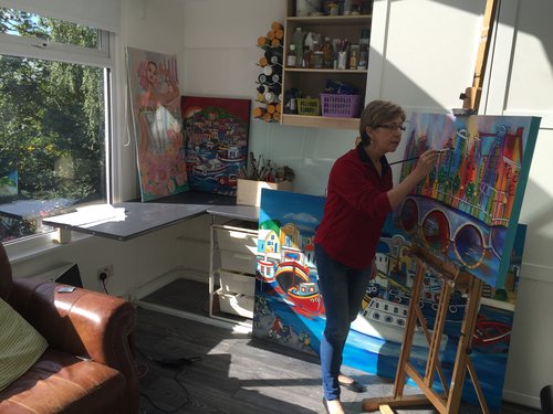 Artist Suzette Datema in her studio