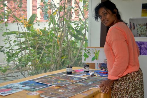 Artist Teresa Helan Peireira in her studio