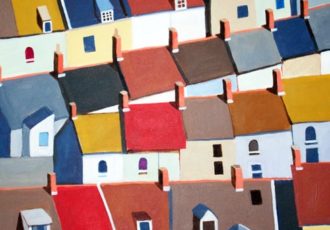 "London Terraced Buildings" Acrylic on Canvas, 24" x 24"
