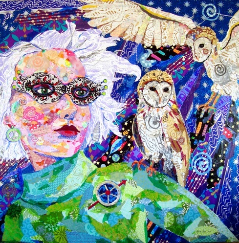 "21st Century Athena" Paper Mosaic Collage, 36" x 36 by artist Raven Skye McDonough. See her portfolio by visiting www.ArtsyShark.com