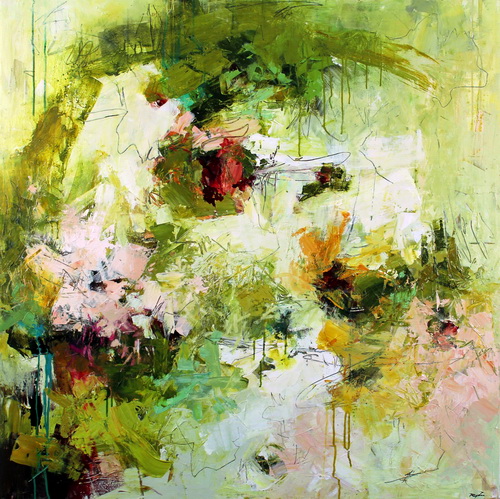 "Pistil-Whipped #5" Acrylic on Canvas, 48” x 48" by artist Conn Ryder. See her portfolio by visiting www.ArtsyShark.com