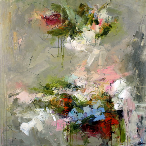 "Pistil-Whipped #8" Acrylic on Canvas, 48” x 48” by artist Conn Ryder. See her portfolio by visiting www.ArtsyShark.com