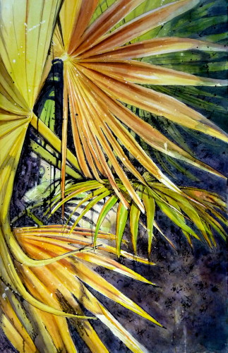 "Interwoven" Watercolor and Ink on Paper, 40” x 26” by artist Susan Clare. See her portfolio by visiting www.ArtsyShark.com