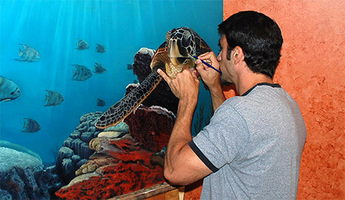 Artist Alan Feldmesser painting in his studio by artist Alan Feldmesser. See his portfolio by visiting www.ArtsyShark.com
