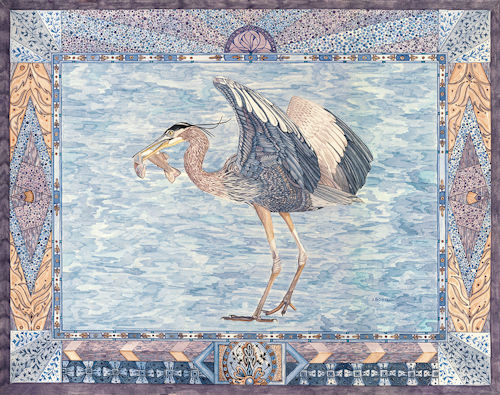 “Great Blue Heron” Watercolor, 22” x 28” by artist Judy Boyd. See her portfolio by visiting www.ArtsyShark.com