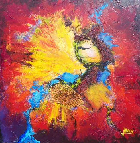 "Timeout" Mixed Media on Canvas, 48" x 48" by artist Jon Winslow. See his portfolio by visiting www.ArtsyShark.com